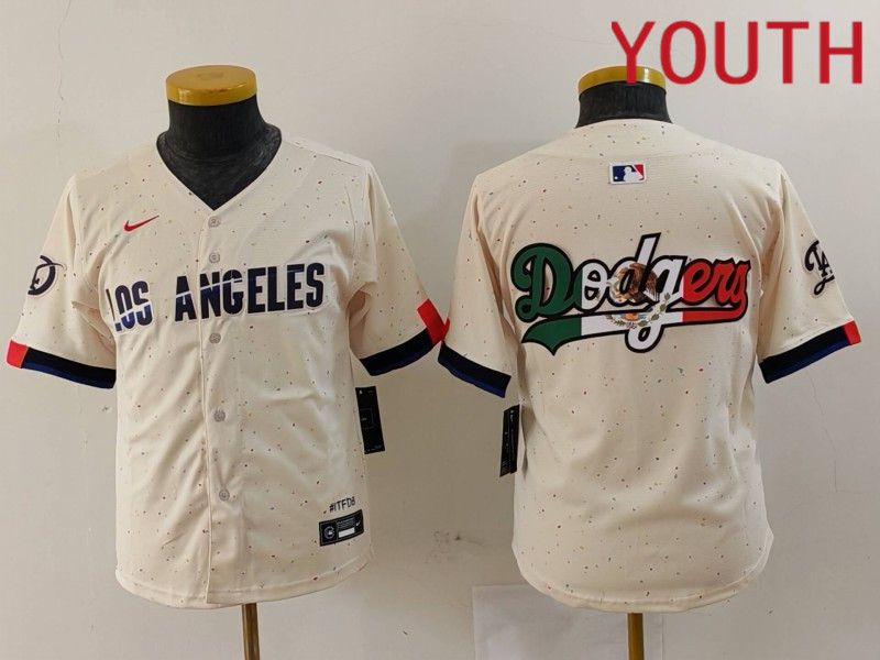 Youth Los Angeles Dodgers Blank Cream Fashion Nike Game MLB Jersey style 6292